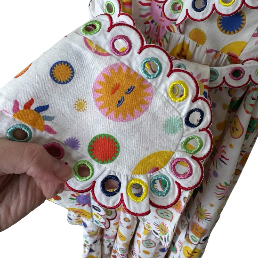 CeliaB Tervos Dress White Moon  Print Scallops Small - Picture 7 of 10